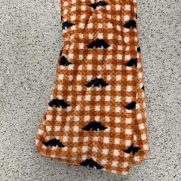 Halloween Spooky Black Bats Buffalo plaid orange Throw Blanket Retro Fleece Goth - Picture 11 of 11